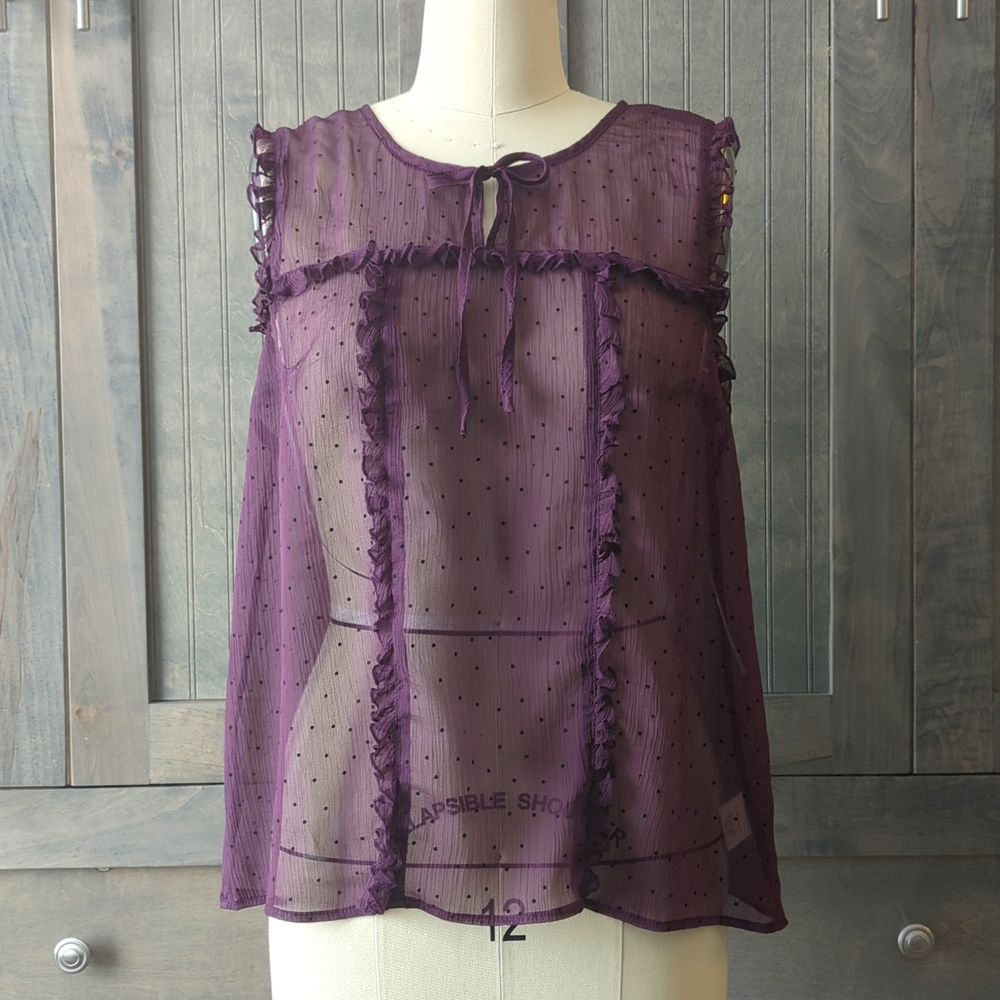 Modcloth Sheer Poka Dot Blouse